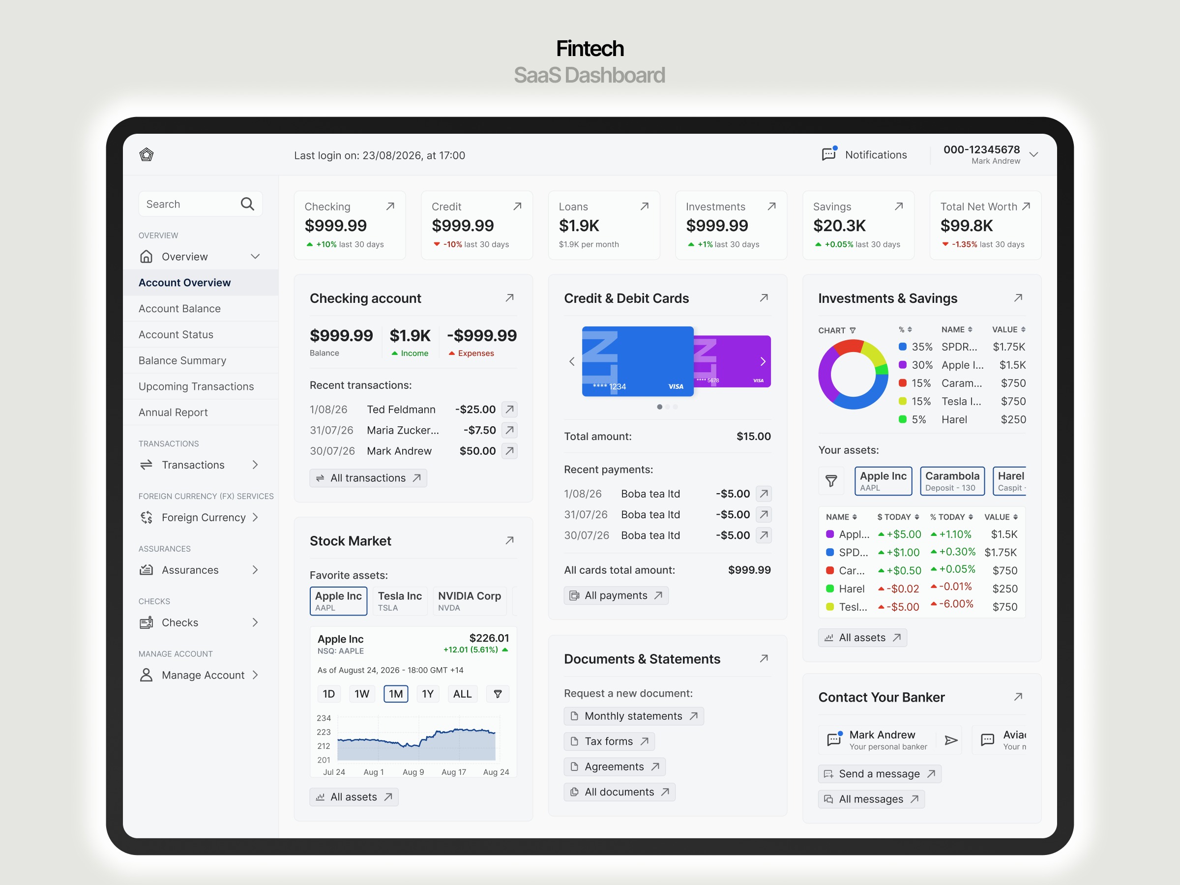 InvesTrack: The Modern Wealth Management SaaS Dashboard Image 0