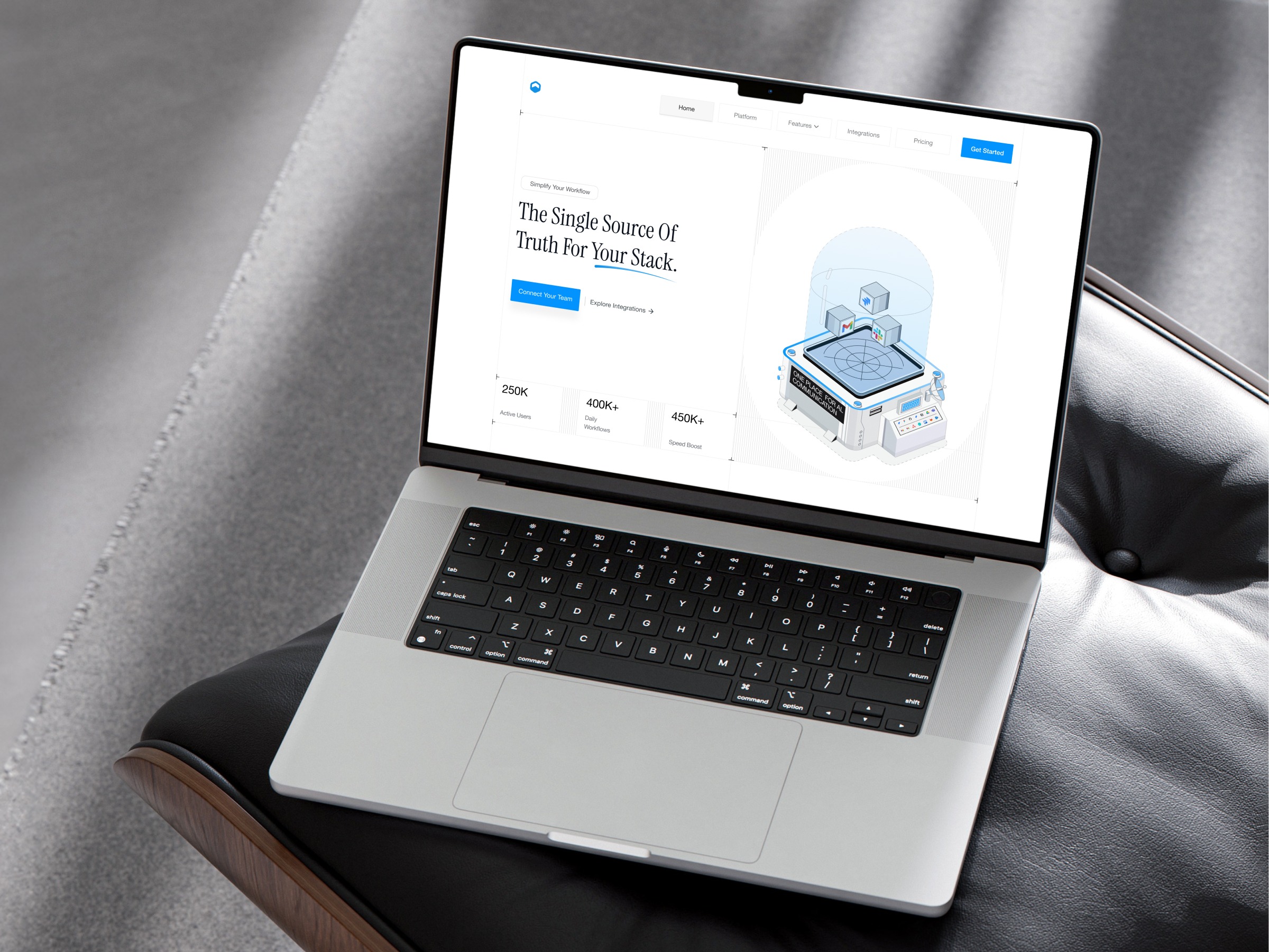 🌐 Integrated Workspace — SaaS Hero UI Layout Image 0