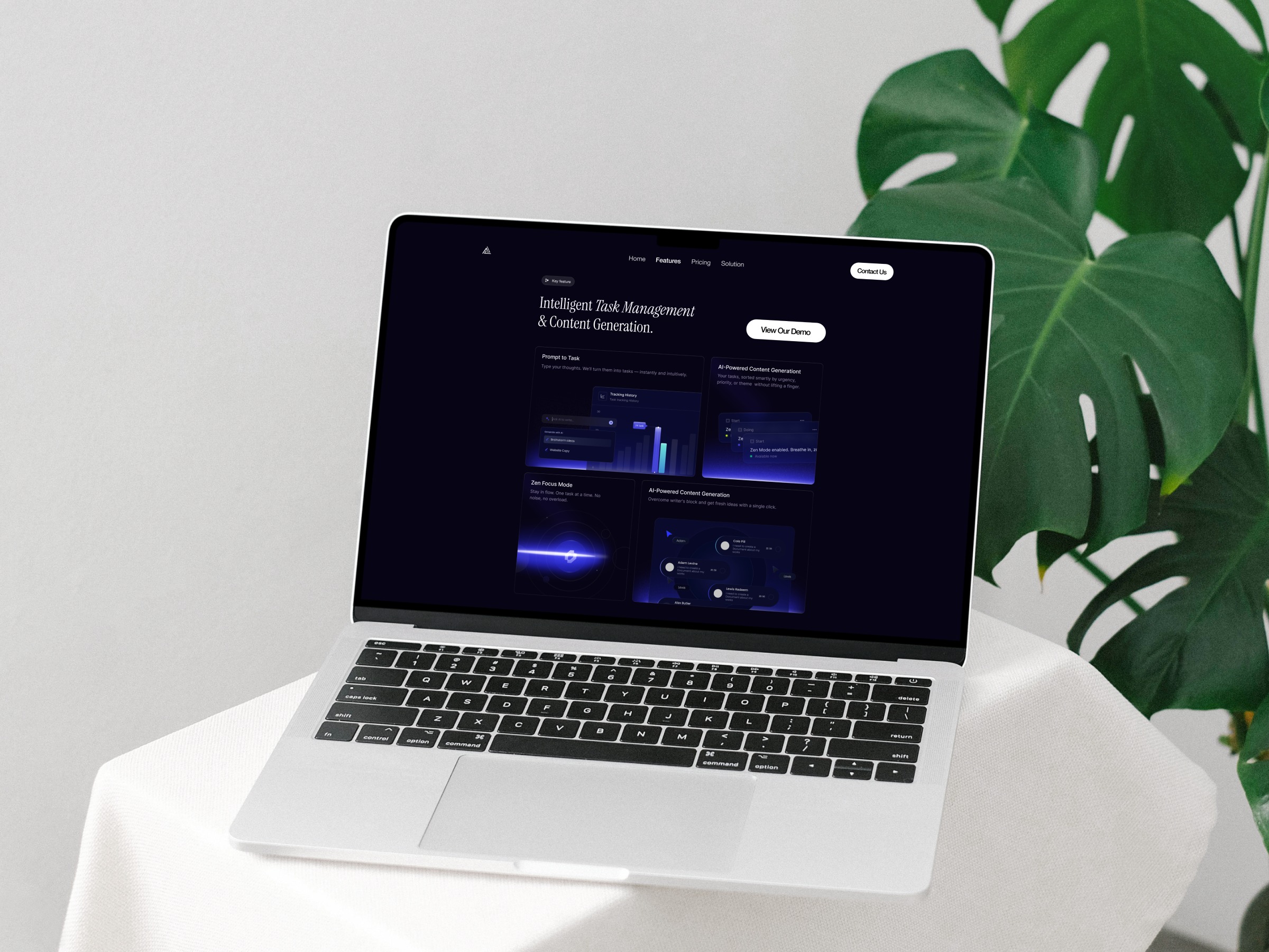 ⚡ AI Task Management — Dark Feature Grid UI Image 0