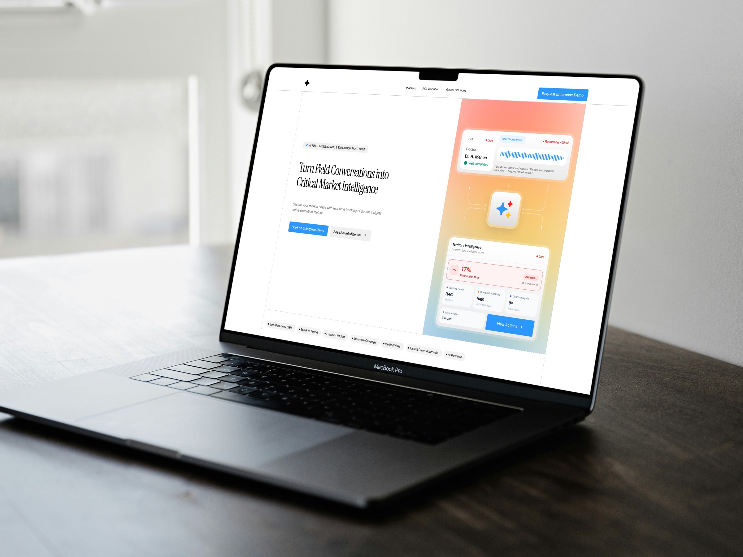 🎙️ AI Field Intelligence Hub — Split Hero UI Layout | Landing Image 0