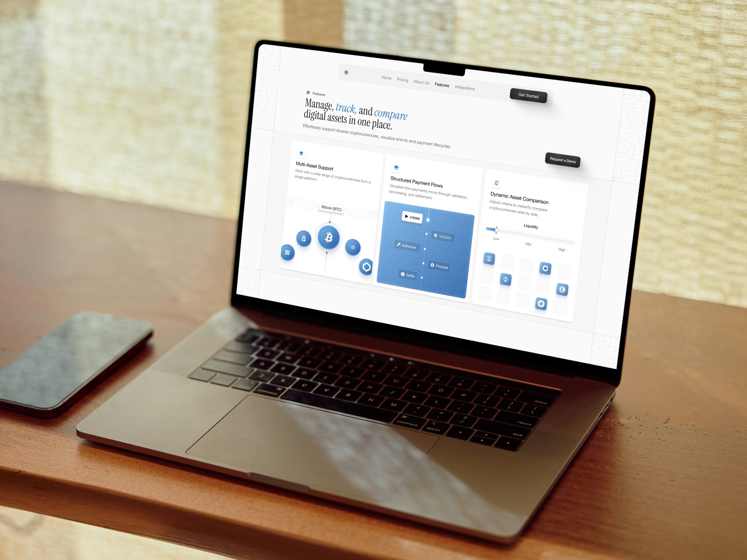 Digital Asset Management — Clean Crypto Bento Feature UI Image 0