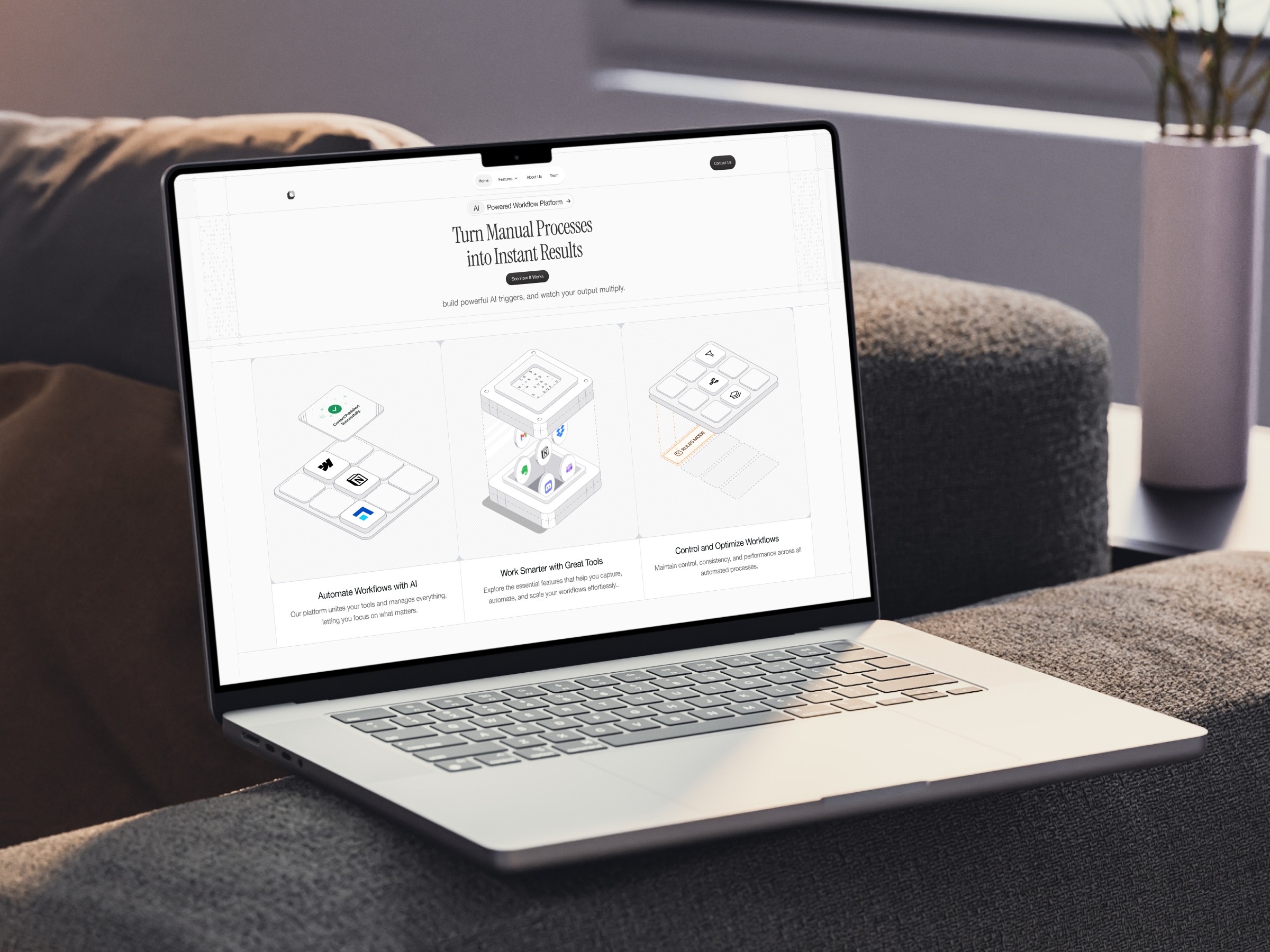 AI-Powered Workflow Platform — 3-Card Isometric Feature Image 0