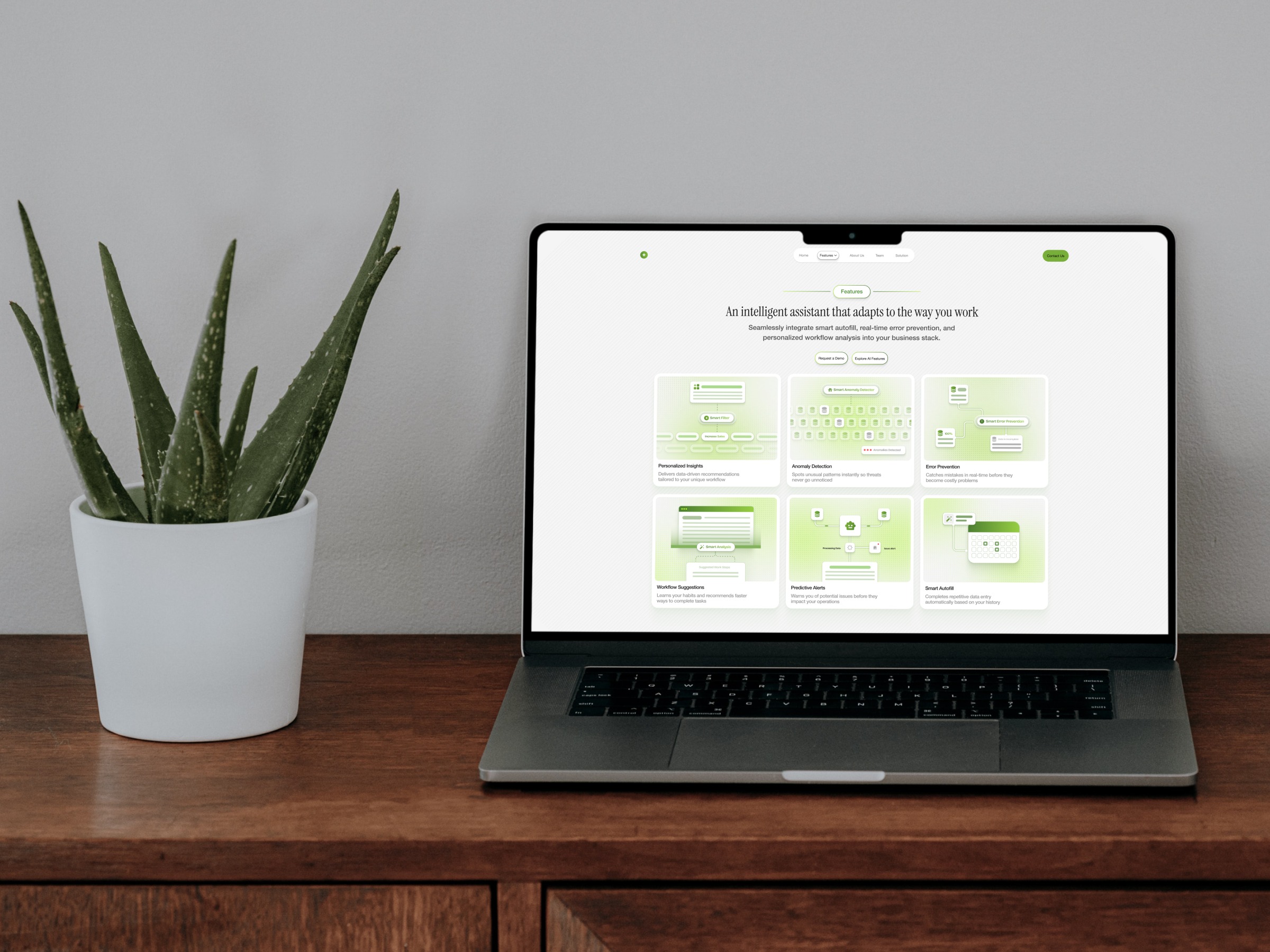 Light Mode SaaS Feature Grid 🌿 | Modern AI Landing Page UI 📊 Image 0