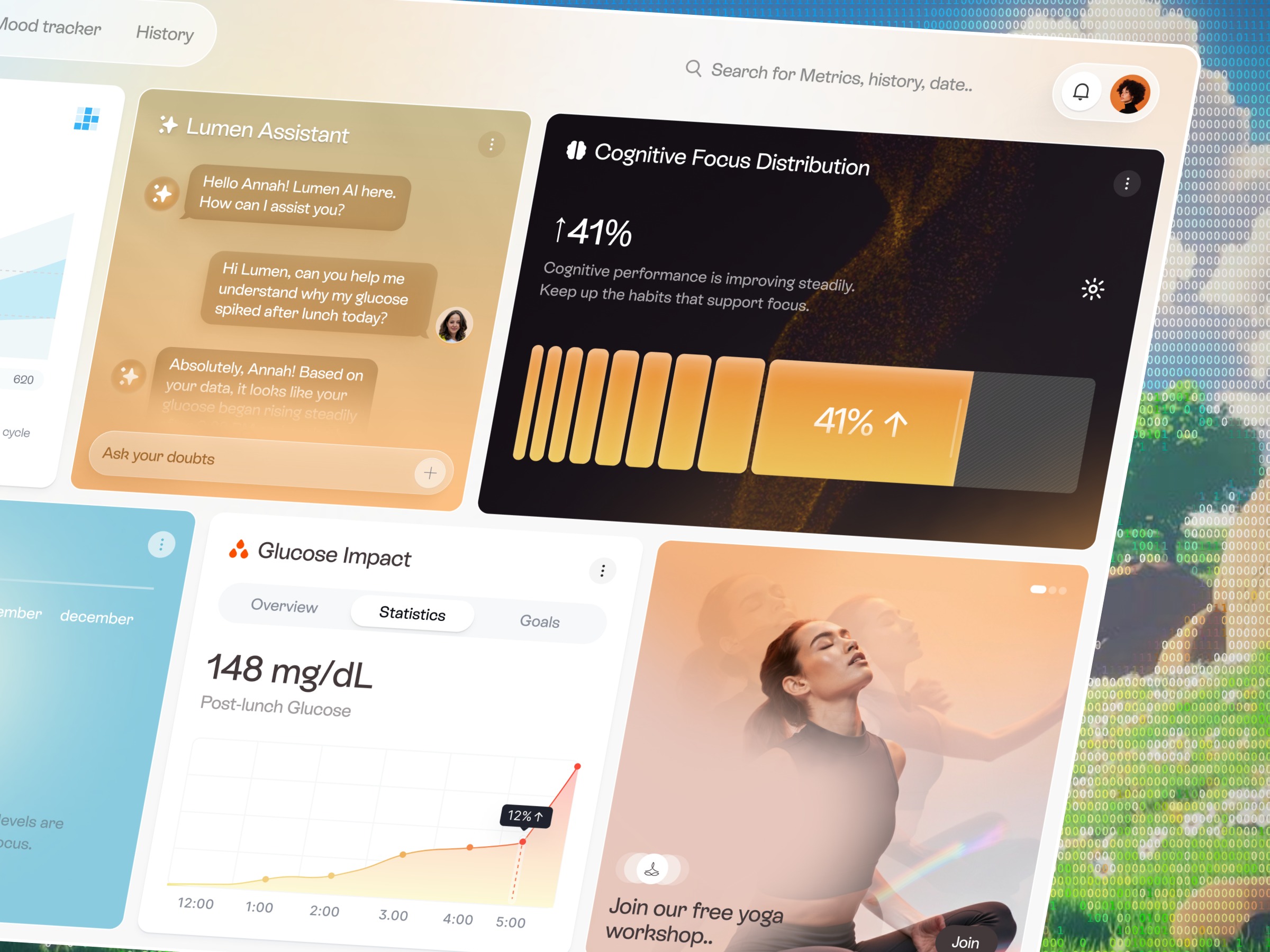 💡 Lumen AI — Health &amp; Bio-Optimization Dashboard Image 1