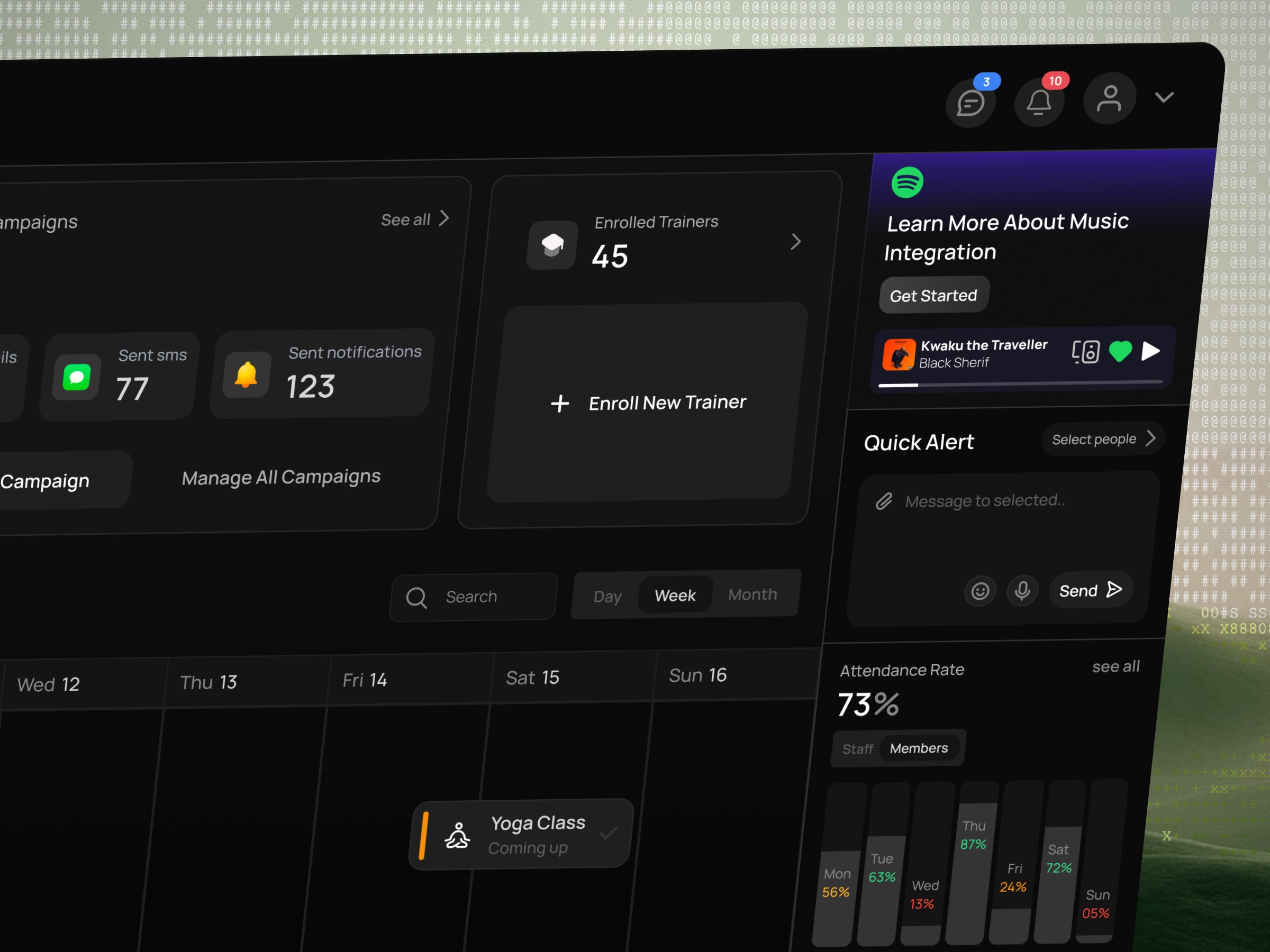⚡ Dark Mode Fitness Studio Management Dashboard Image 0