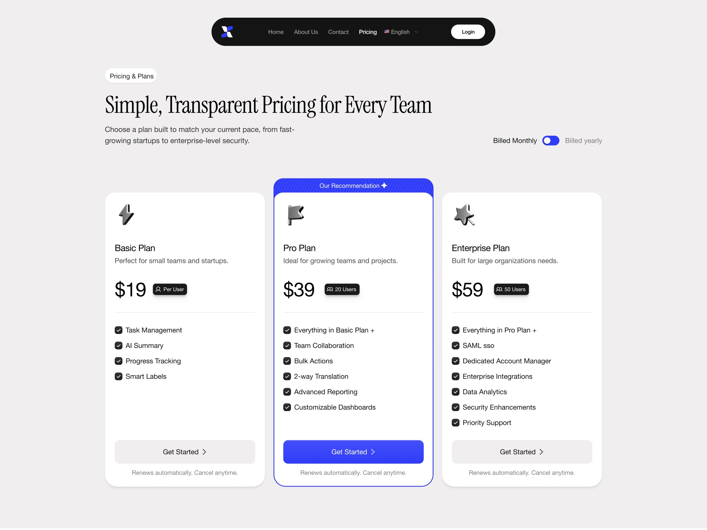 💳 SaaS Pricing Page — Clean & Minimal Layout Image 0