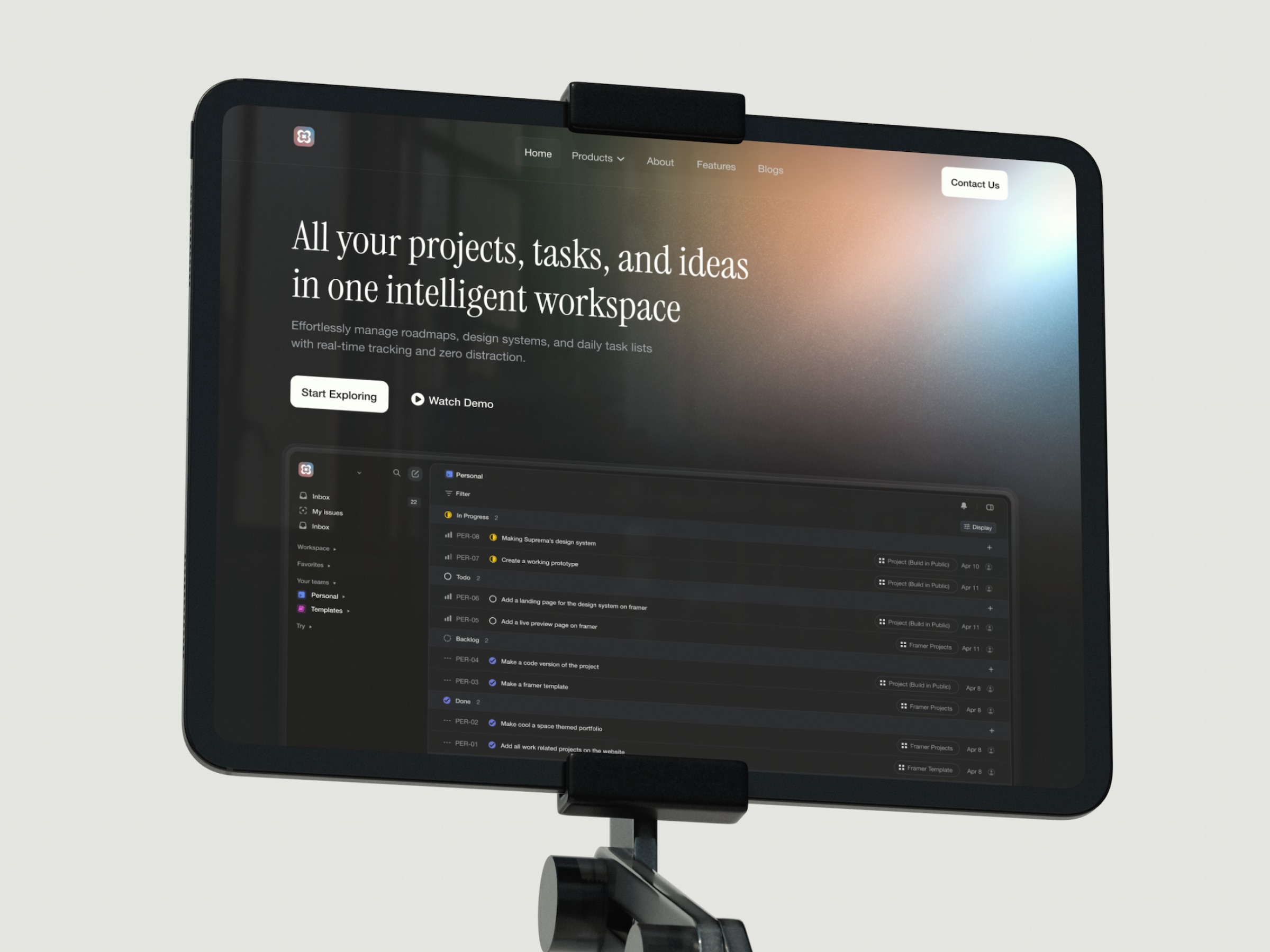 ✨ Intelligent Workspace — Dark Mode Landing Page Image 0