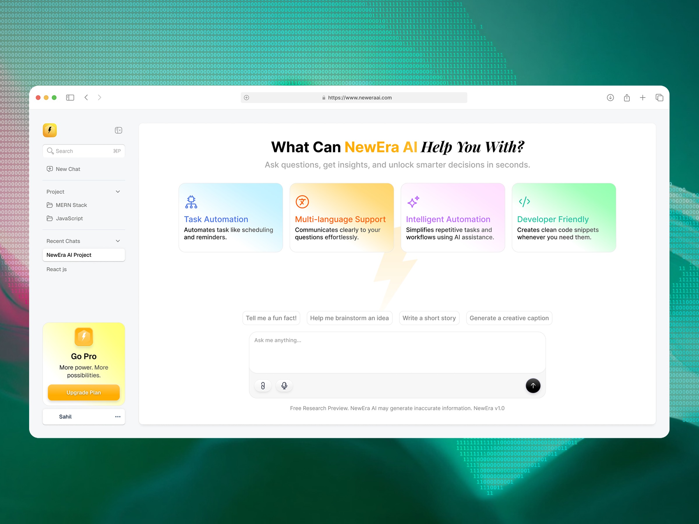 NewEra AI – AI Assistant Web App Interface Design Image 1