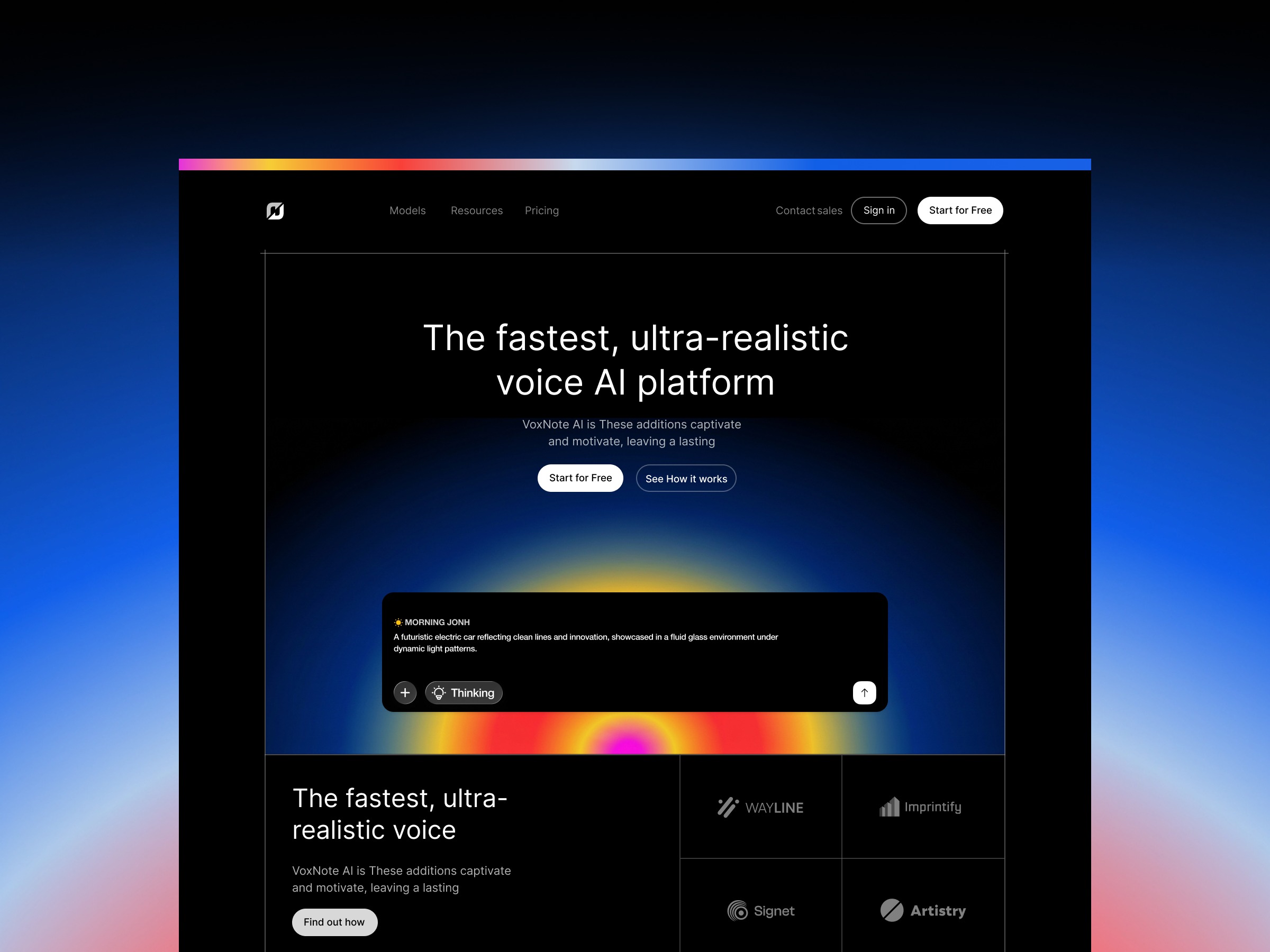 VoxNote AI – Voice AI Landing Page Design | Figma Case Study Image 0