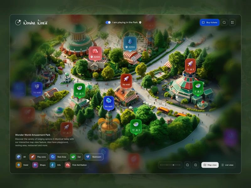 Amusement Park Map Interaction