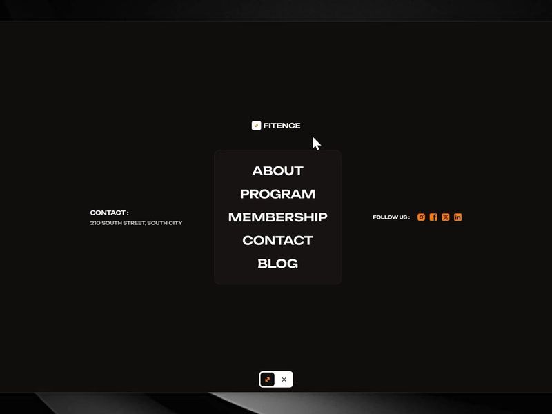 Fitence navigation menu