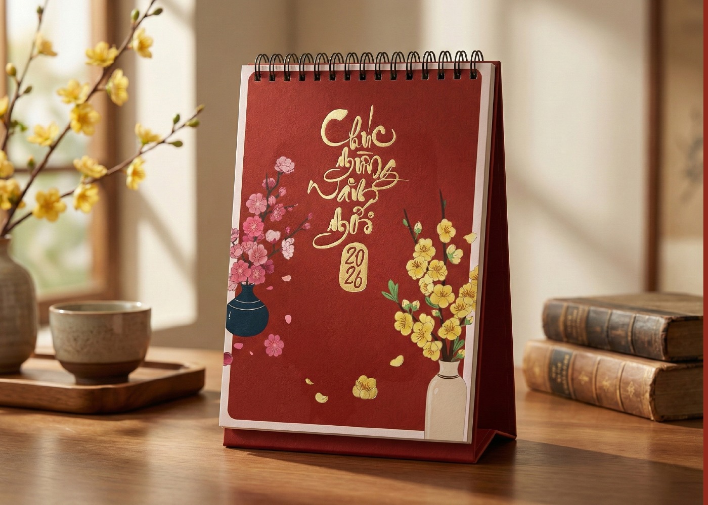 Vietnamese Lunar New Year Desk Calendar Traditional Tet Illustration Set Image 11