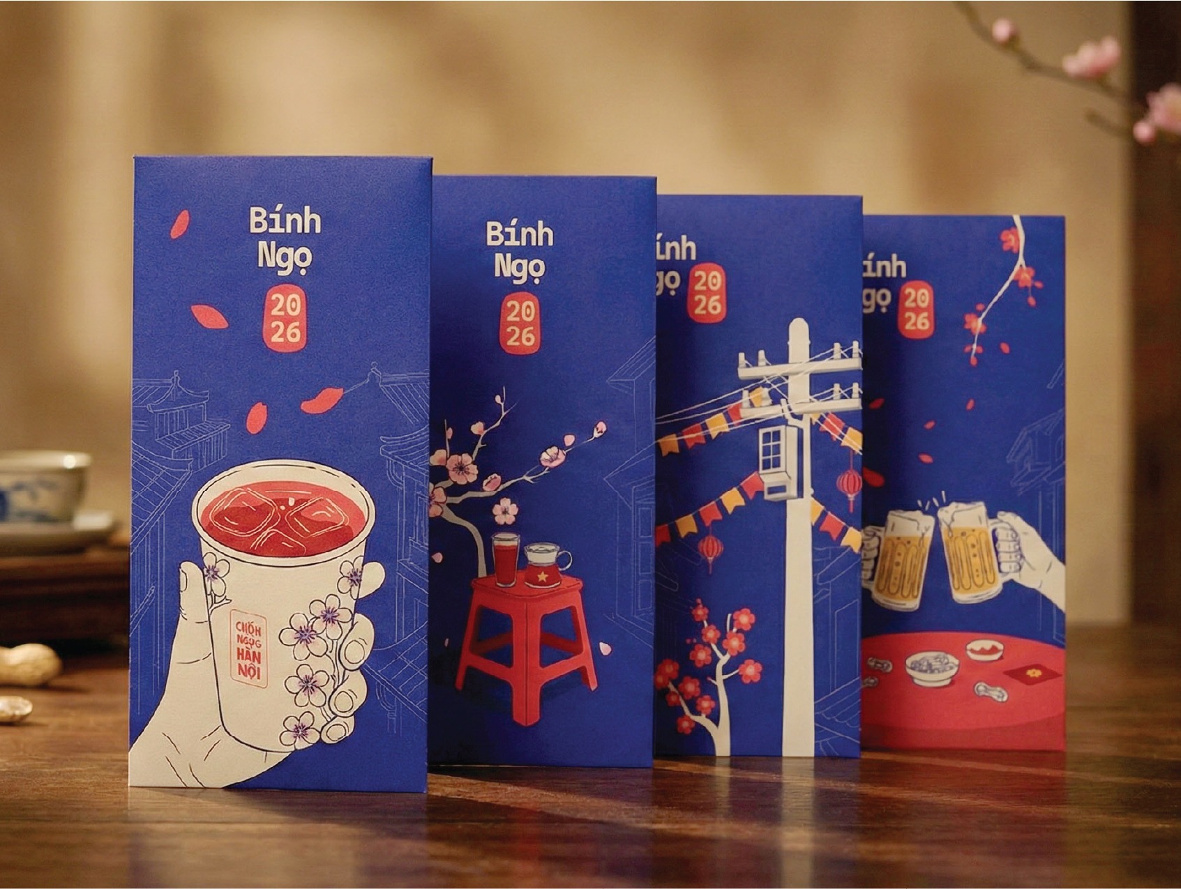 Vietnamese Tet Red Envelope 2026 – Binh Ngo Collection | Hanoi Spring Illustration Image 1