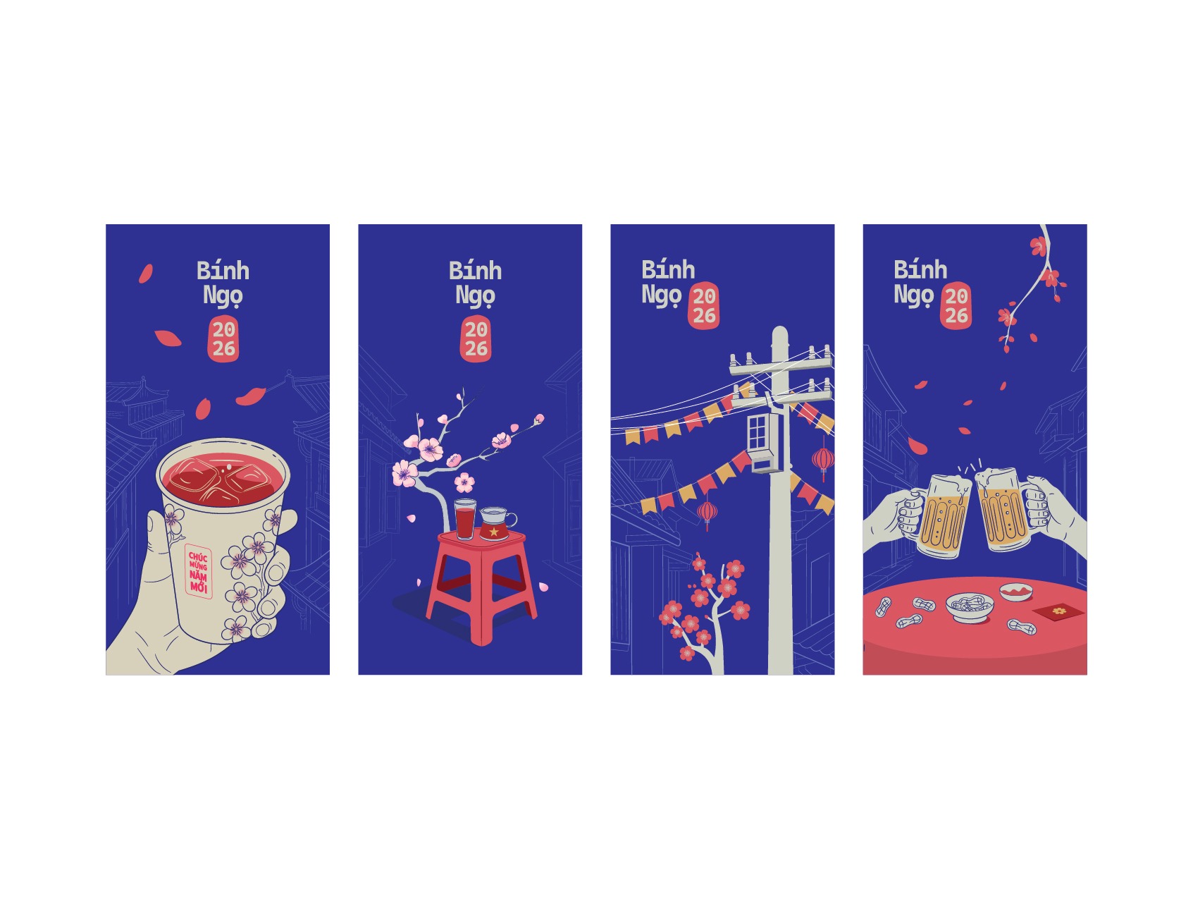 Vietnamese Tet Red Envelope 2026 – Binh Ngo Collection | Hanoi Spring Illustration Image 4