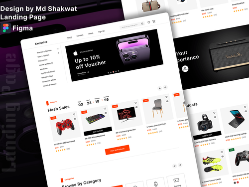 EXCLUCIVE - ECOMMERCE WEBSITE LANDING PAGE DEISGN.