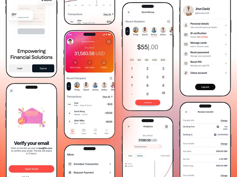 Finance app design by Josim Uddin for Opndoo Studio