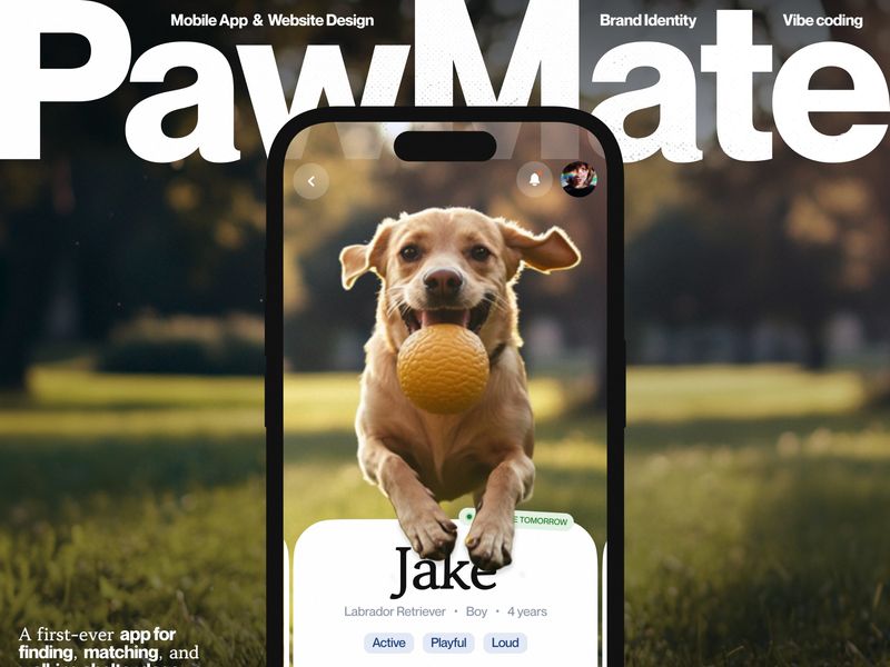 Brand, App & Web Design · Wellbeing & Dog-Matching App