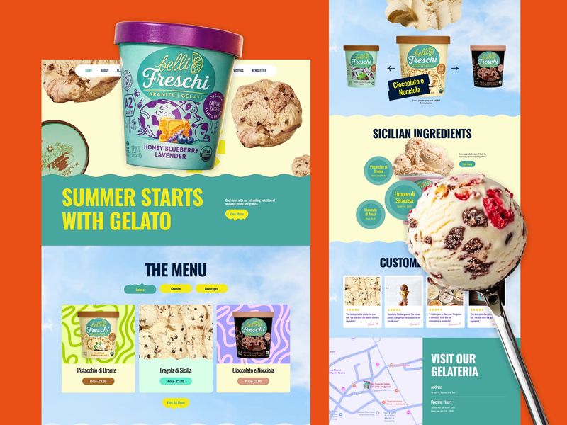 Gelato Website Design — Colorful & Playful Food Brand UI
