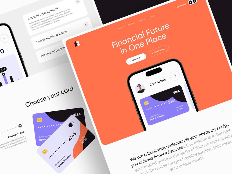 Branding and landing page concept for an online banking platform