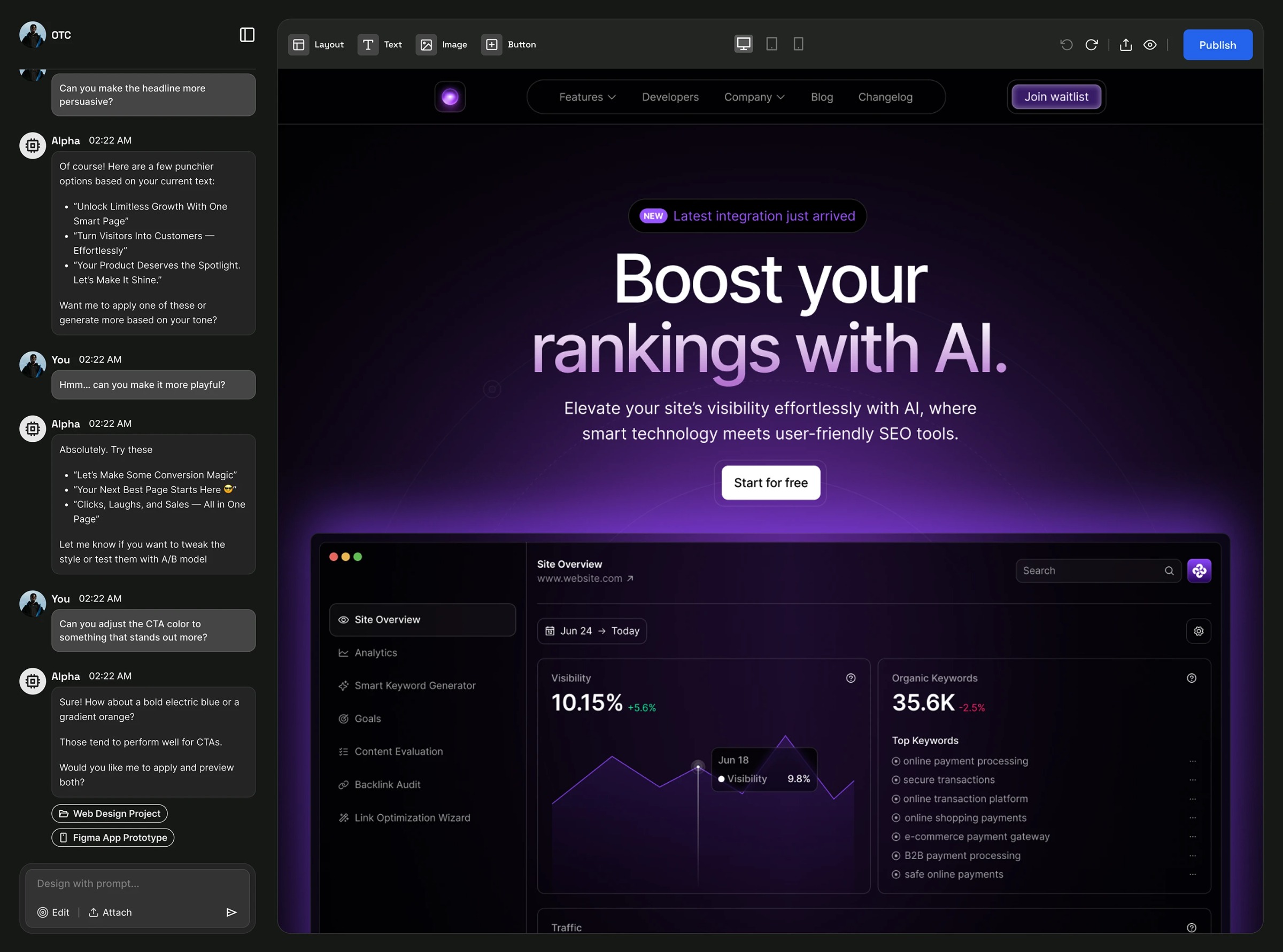 AI-powered Website No-Code Builder Image 1