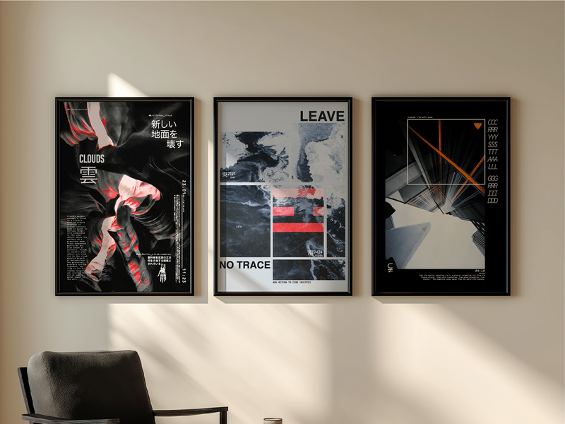 Free 3 AI Posters — Clouds, No Trace, Crystal