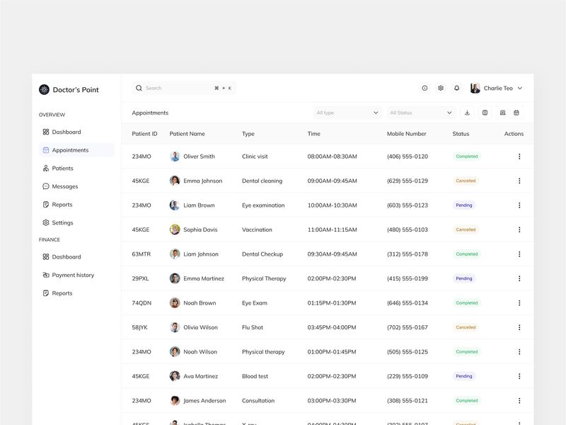 Doctor's Point - Hospital Management SaaS Design