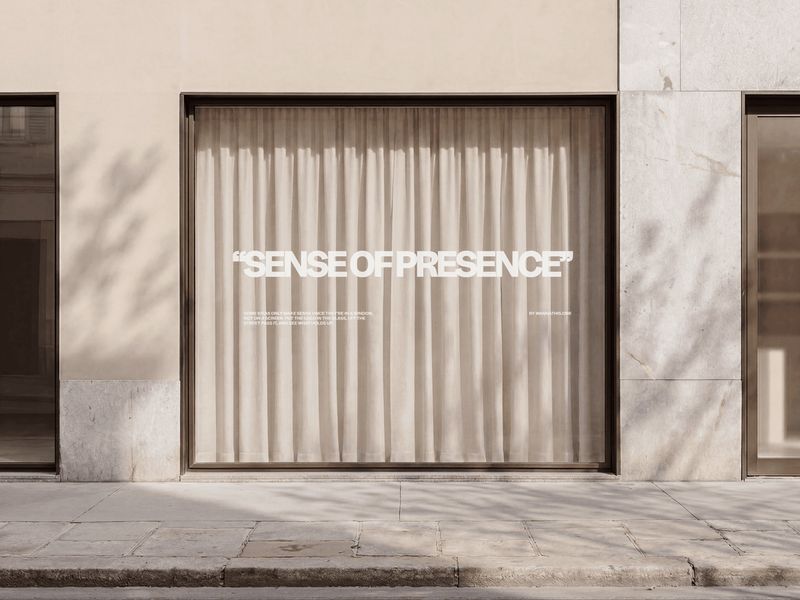 Classic Storefront Window Signage with Curtains
