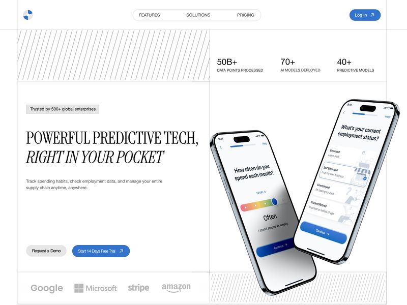 🧠 Powerful Predictive Tech — AI Analytics & Mobile SaaS Hero