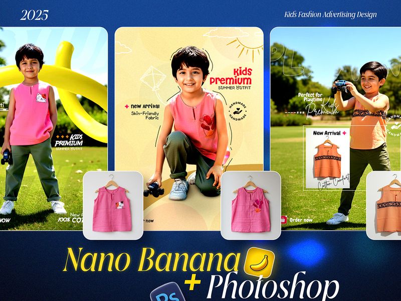 Kids Fashion Advertising | Nano Banana + Photoshop