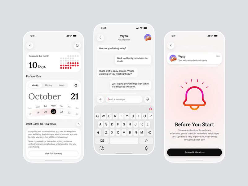 AI Mental Wellness App UI/UX Design – AI Companion & Self-Care