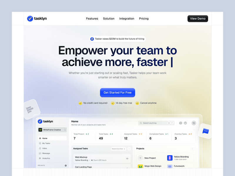 Tasklyn — SaaS & Project Management Dashboard UI Kit