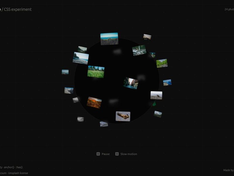 Photo Sphere — Pure CSS 3D Gallery
