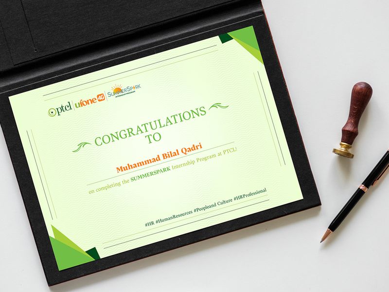PTCL & Ufone 4G | Summer Spark Internship Certificate