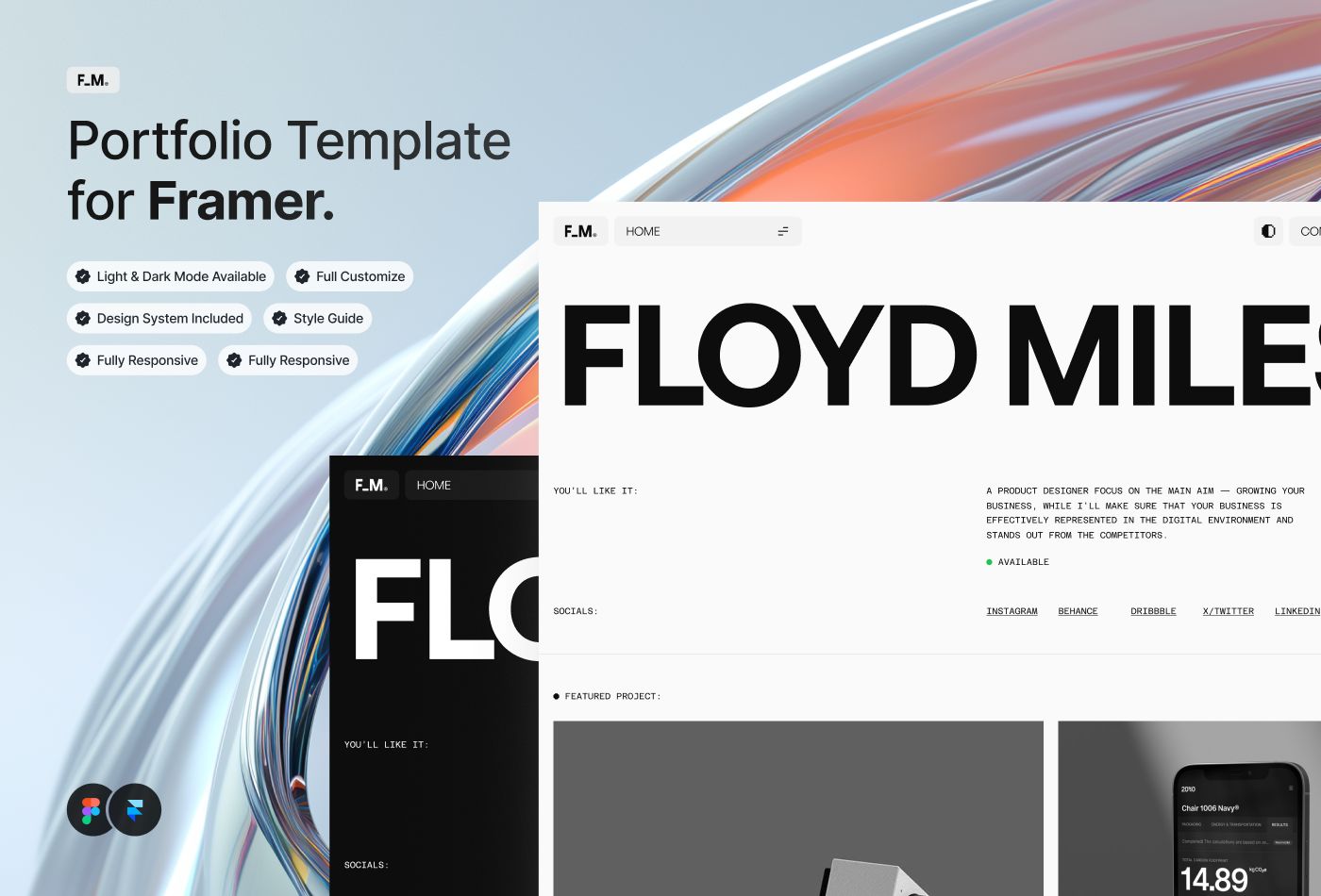 F_M Designer - Portfolio Template | Framer Marketplace