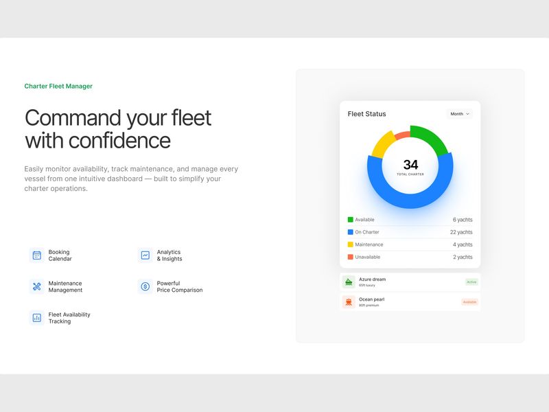 Charter Fleet Manager Website Feature UI