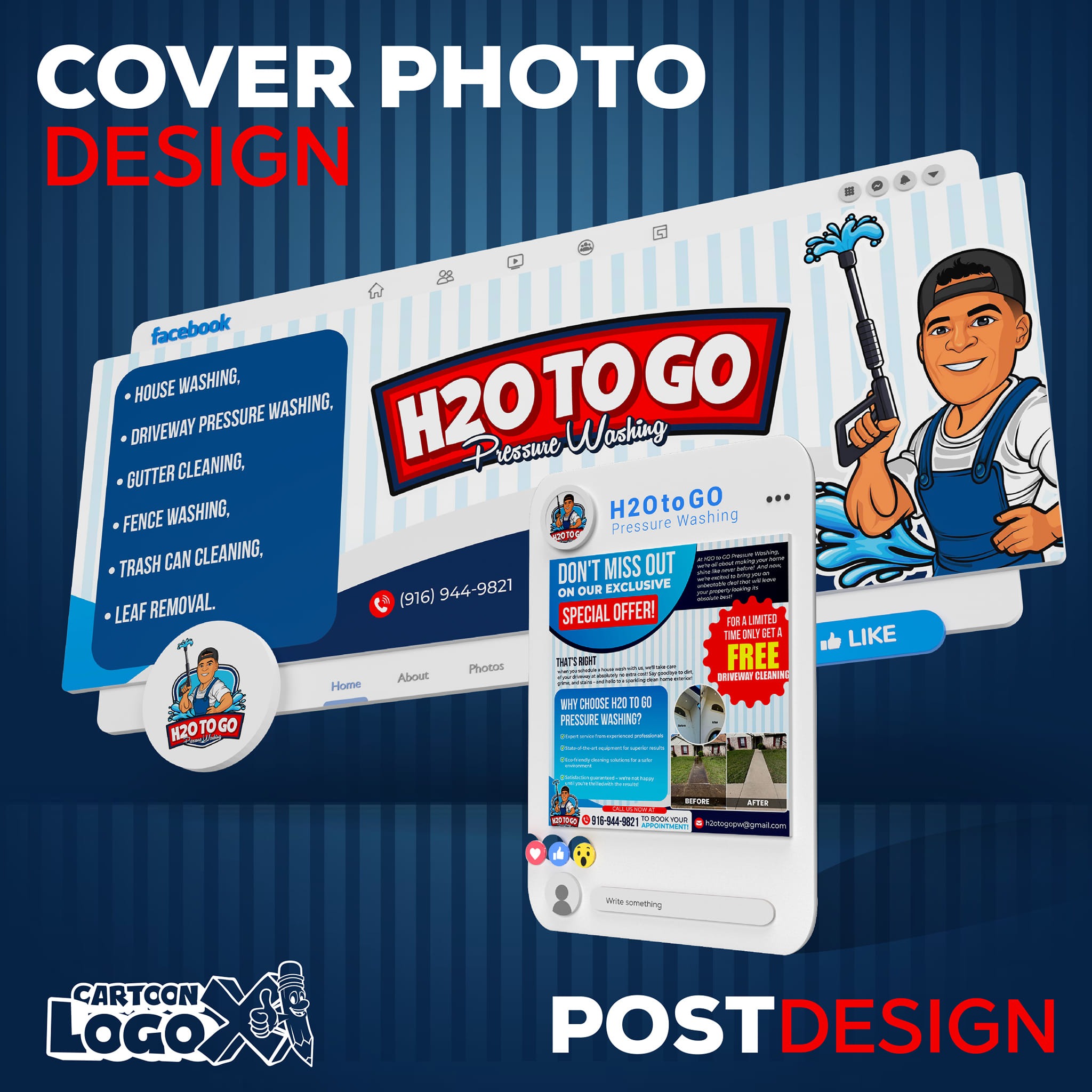 H2O To Go Pressure Washing Business - Logo and Branding Design Image 0