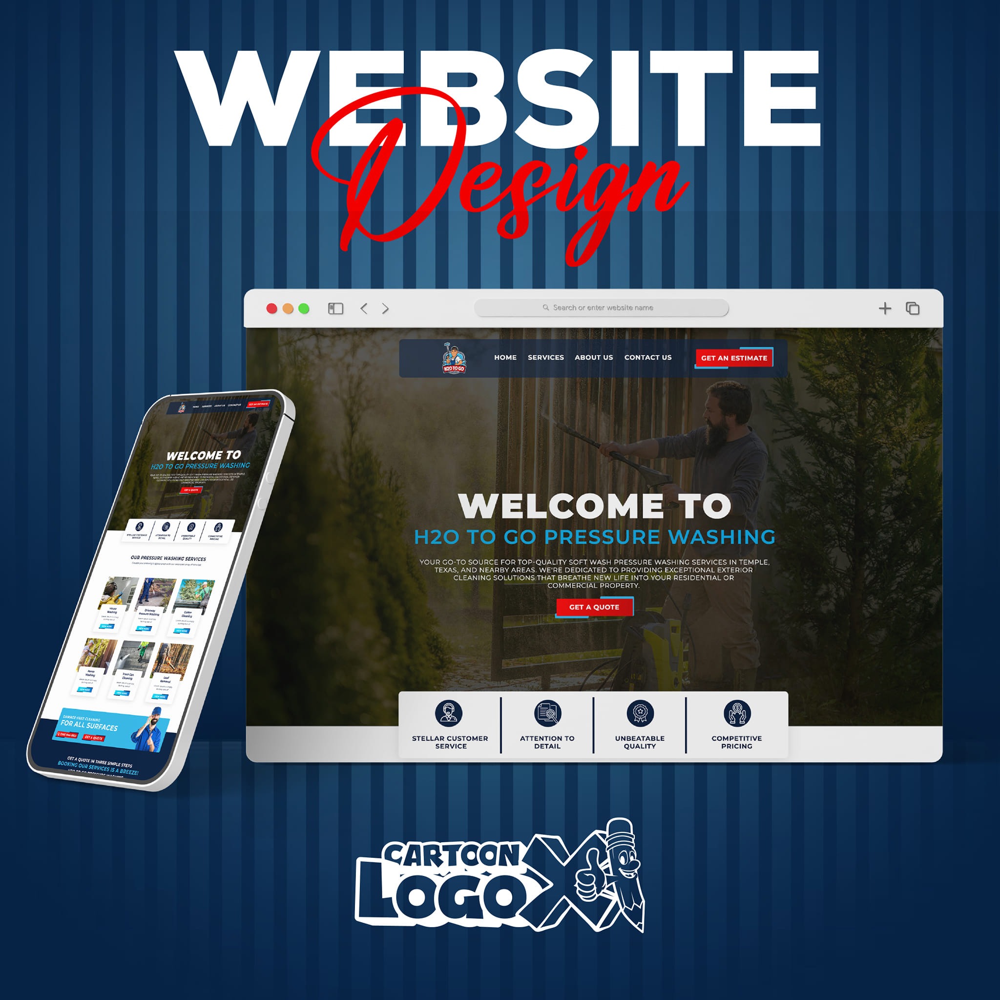 H2O To Go Pressure Washing Business - Logo and Branding Design Image 1