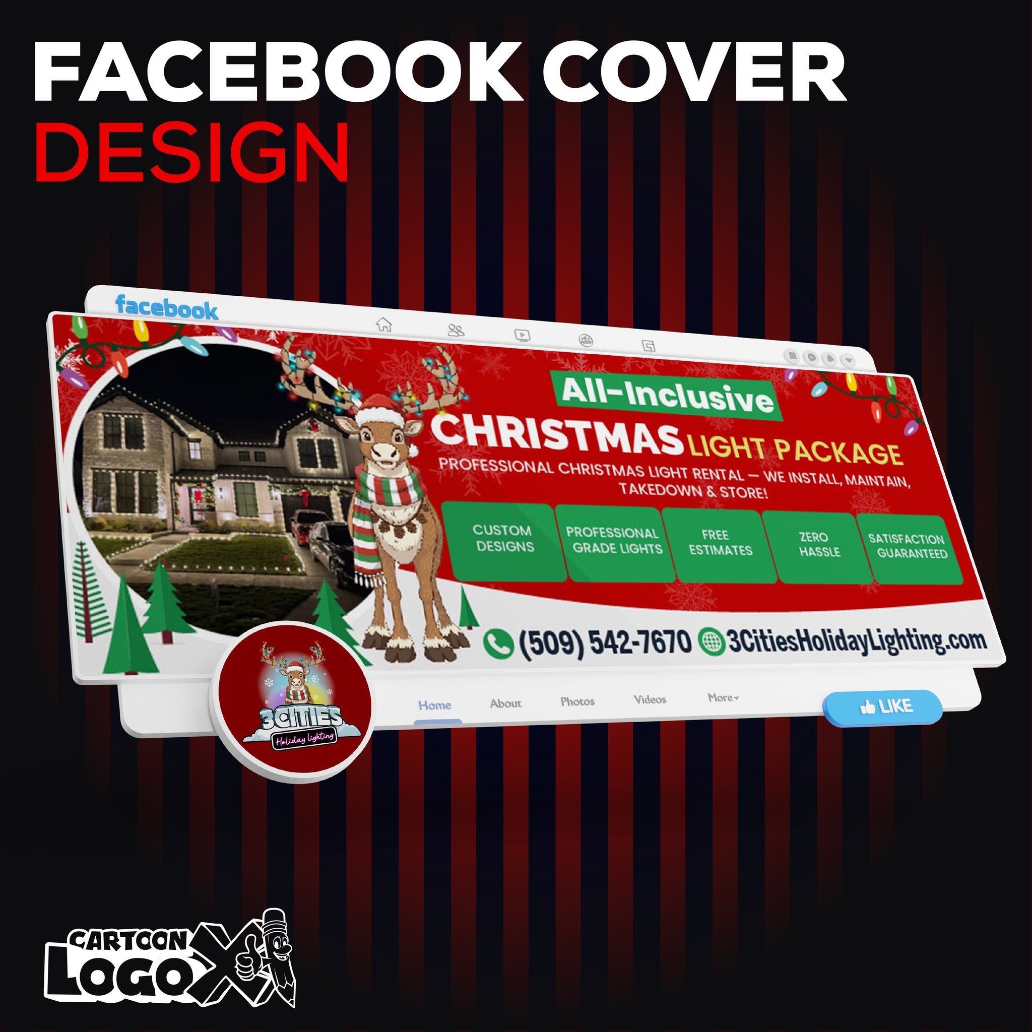 Cartoon Mascot Logo Design and Branding Kit for Holiday Lighting Business Image 0