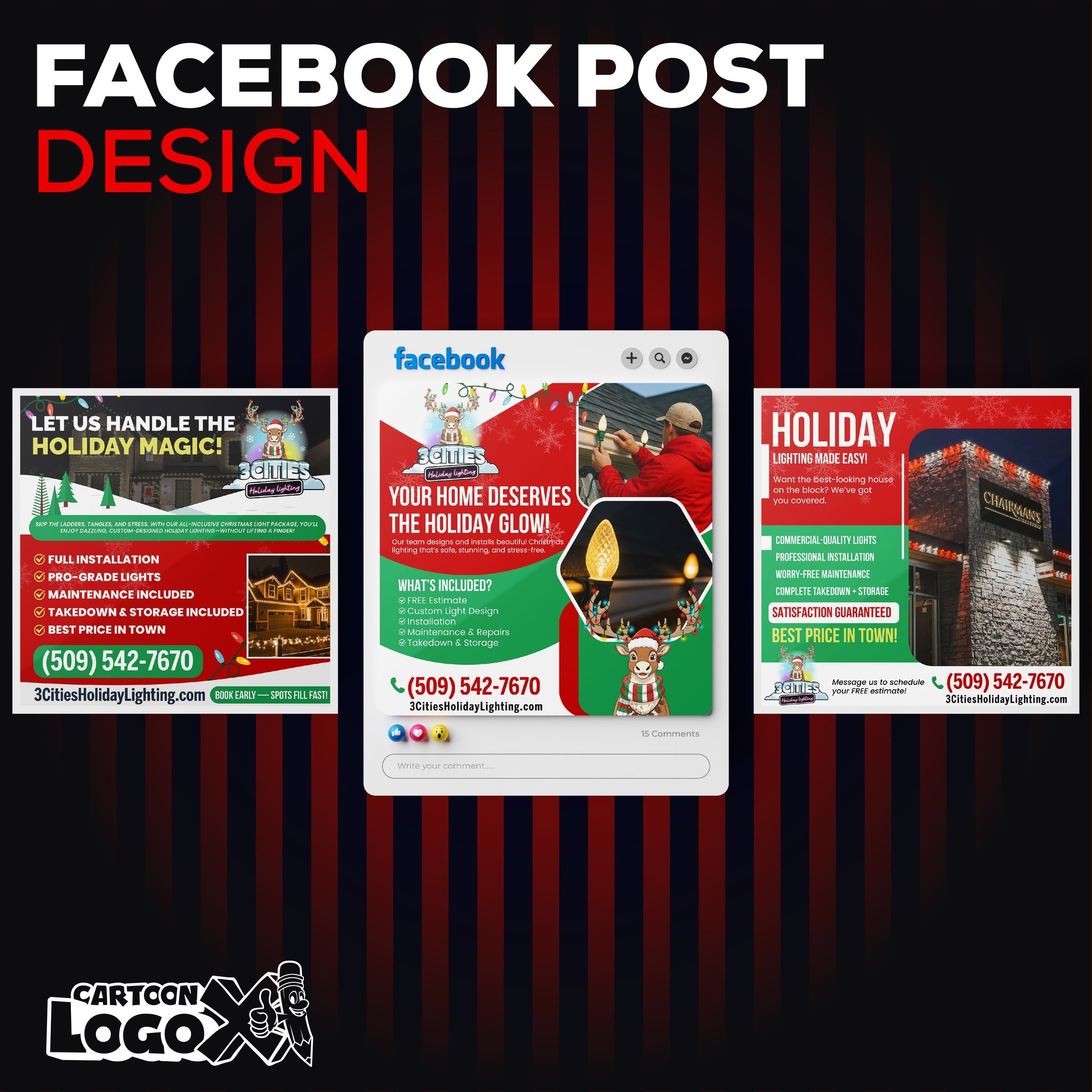 Cartoon Mascot Logo Design and Branding Kit for Holiday Lighting Business Image 1