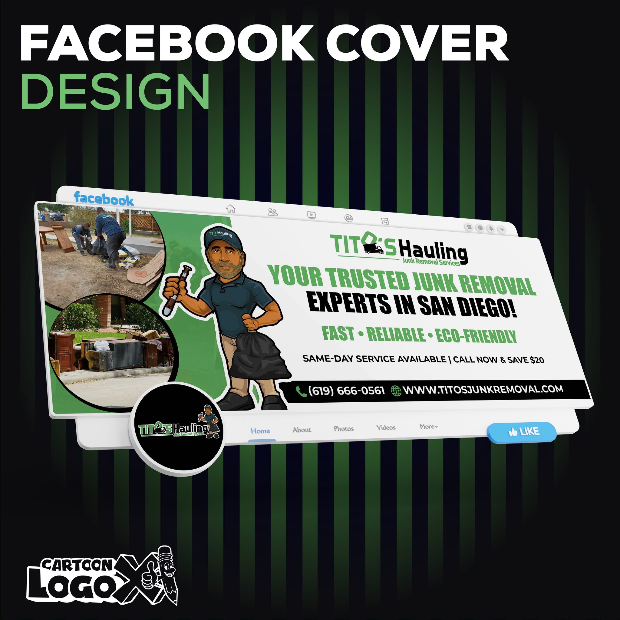 Cartoon Portrait Logo Design and Branding Kit for Junk Removal Business Image 0