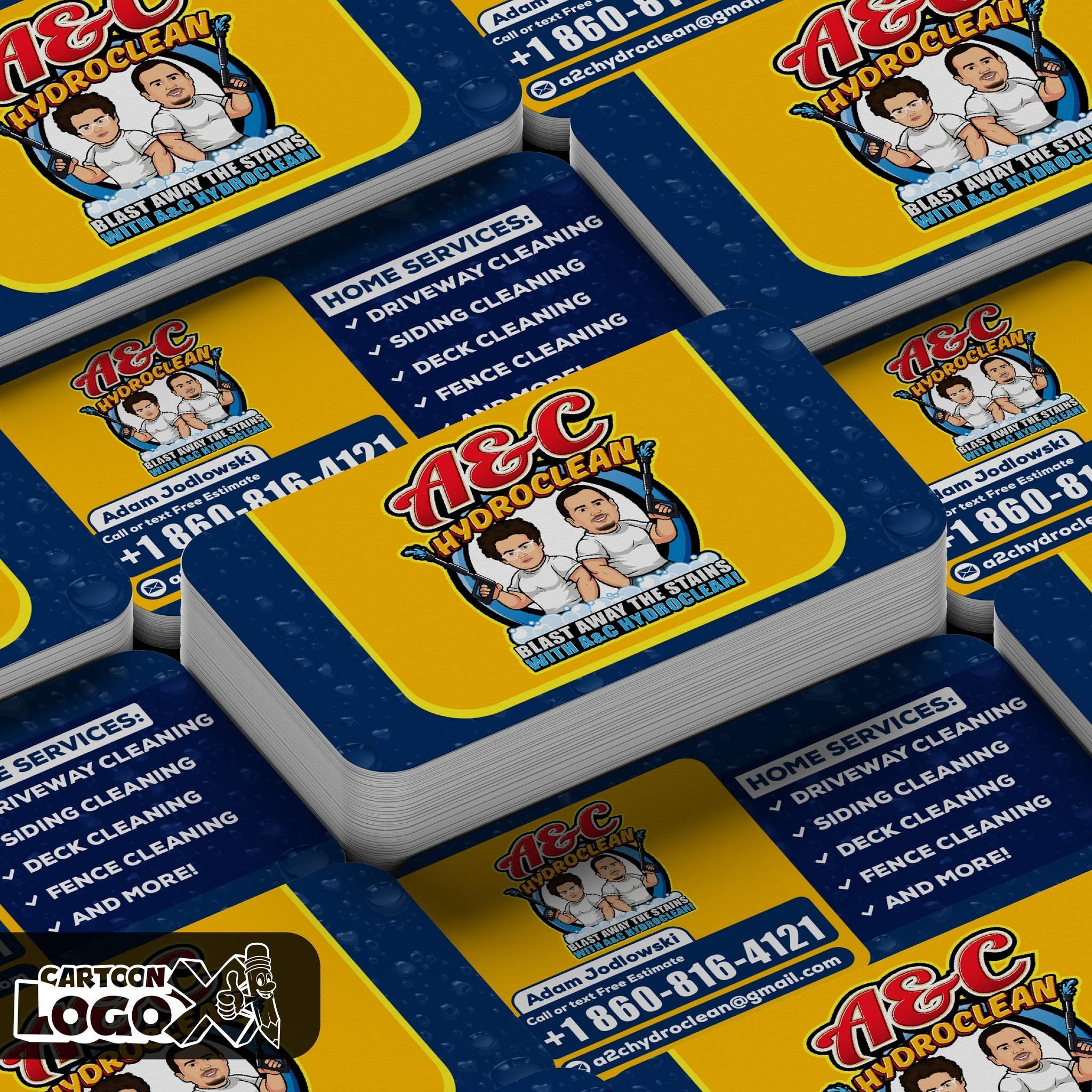 Cartoon Portrait Logo Design and Branding Kit for Pressure Washing Business Image 2