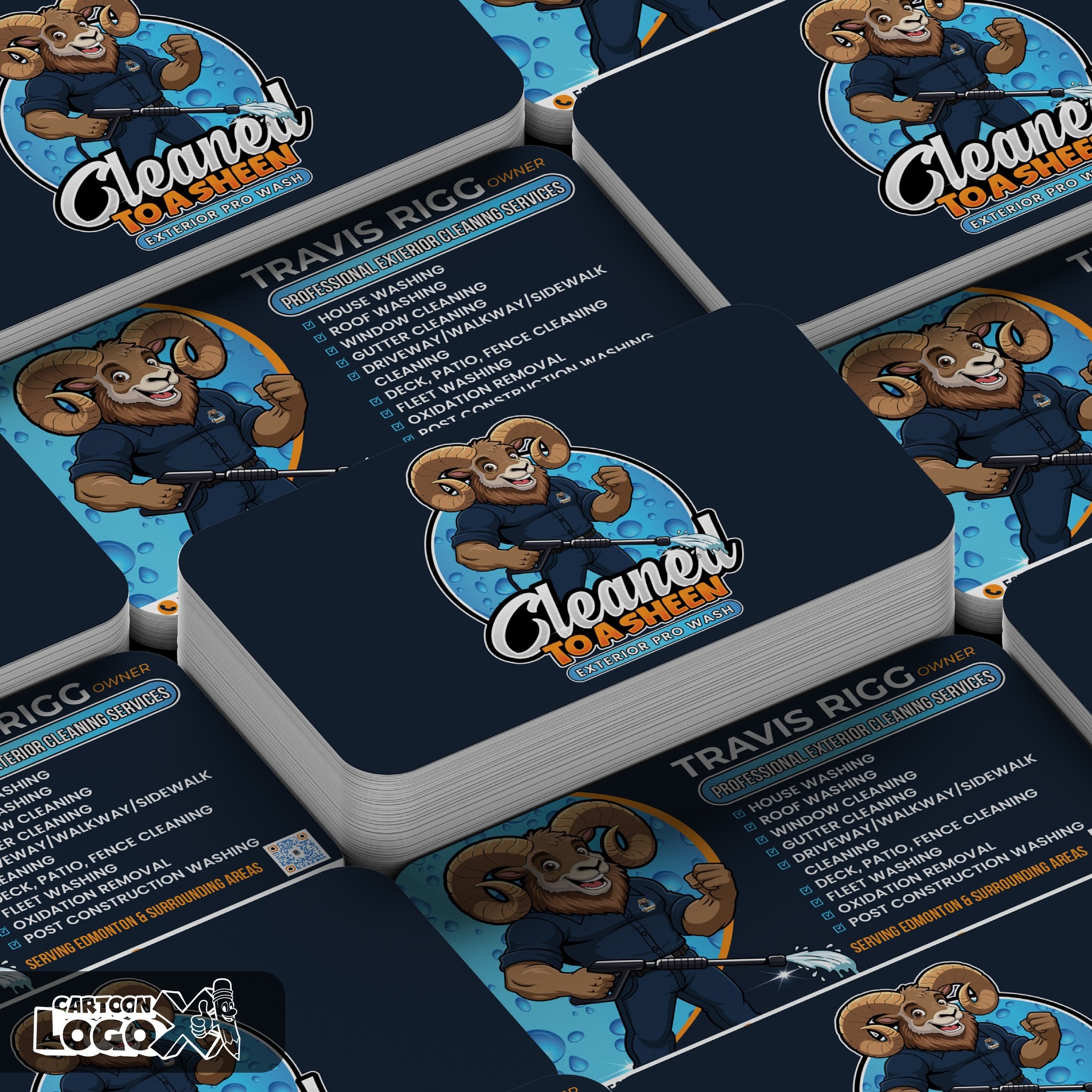 Ram Cartoon Mascot Logo Design and Branding Kit for Pressure Washing Business Image 4