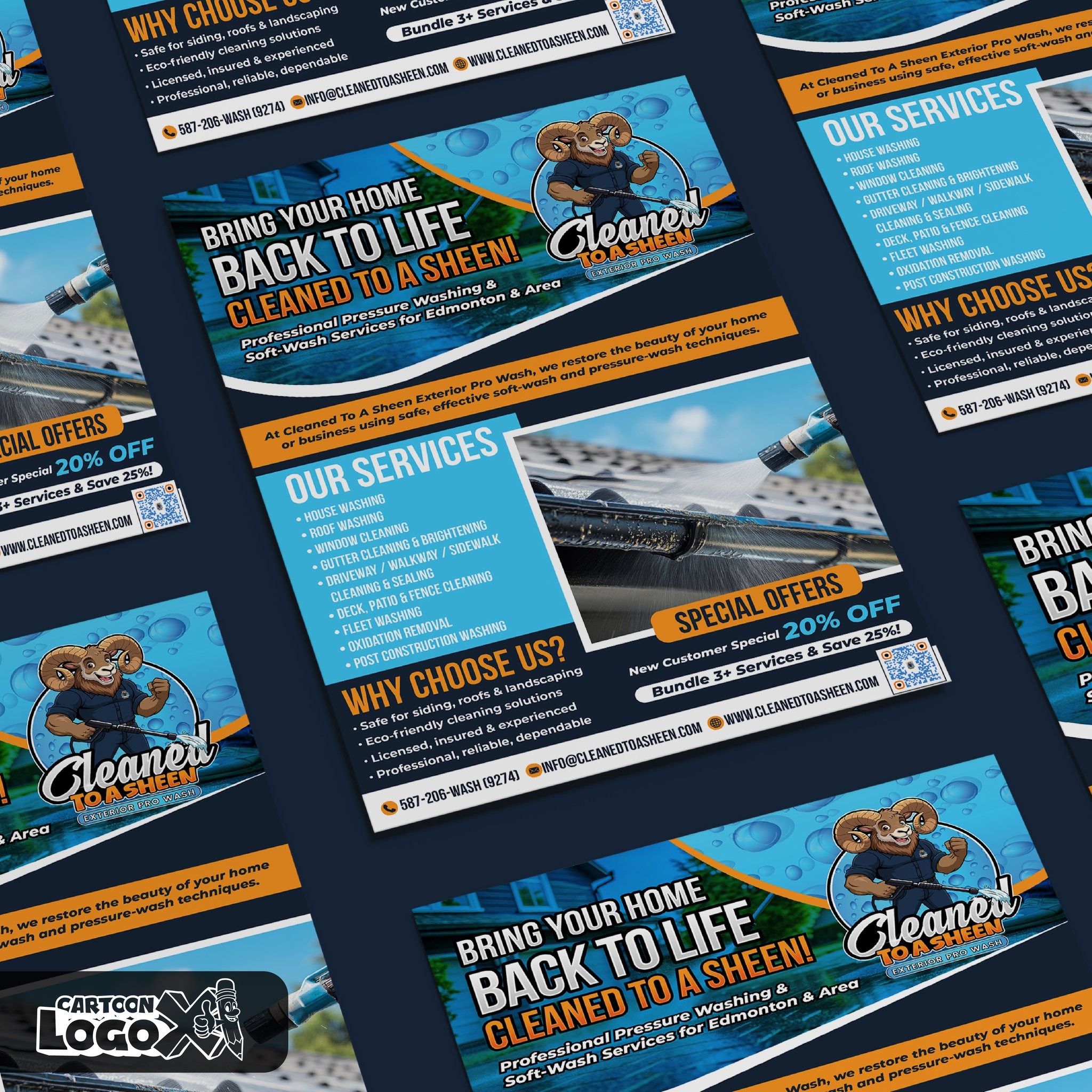 Ram Cartoon Mascot Logo Design and Branding Kit for Pressure Washing Business Image 6