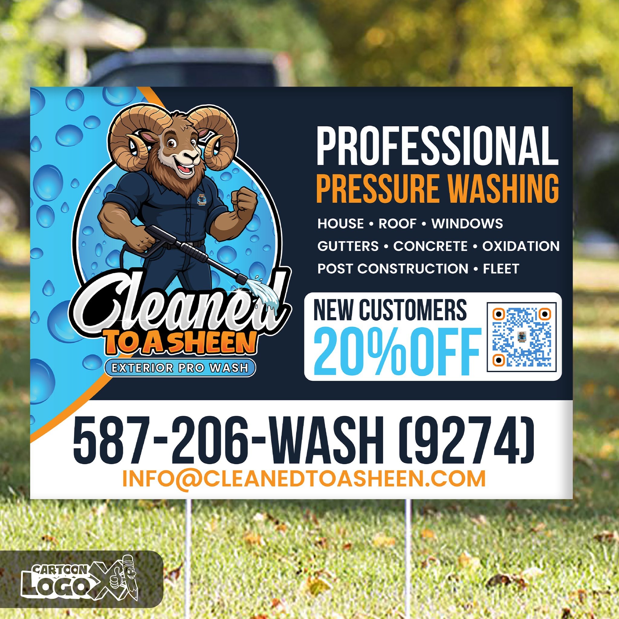 Ram Cartoon Mascot Logo Design and Branding Kit for Pressure Washing Business Image 8