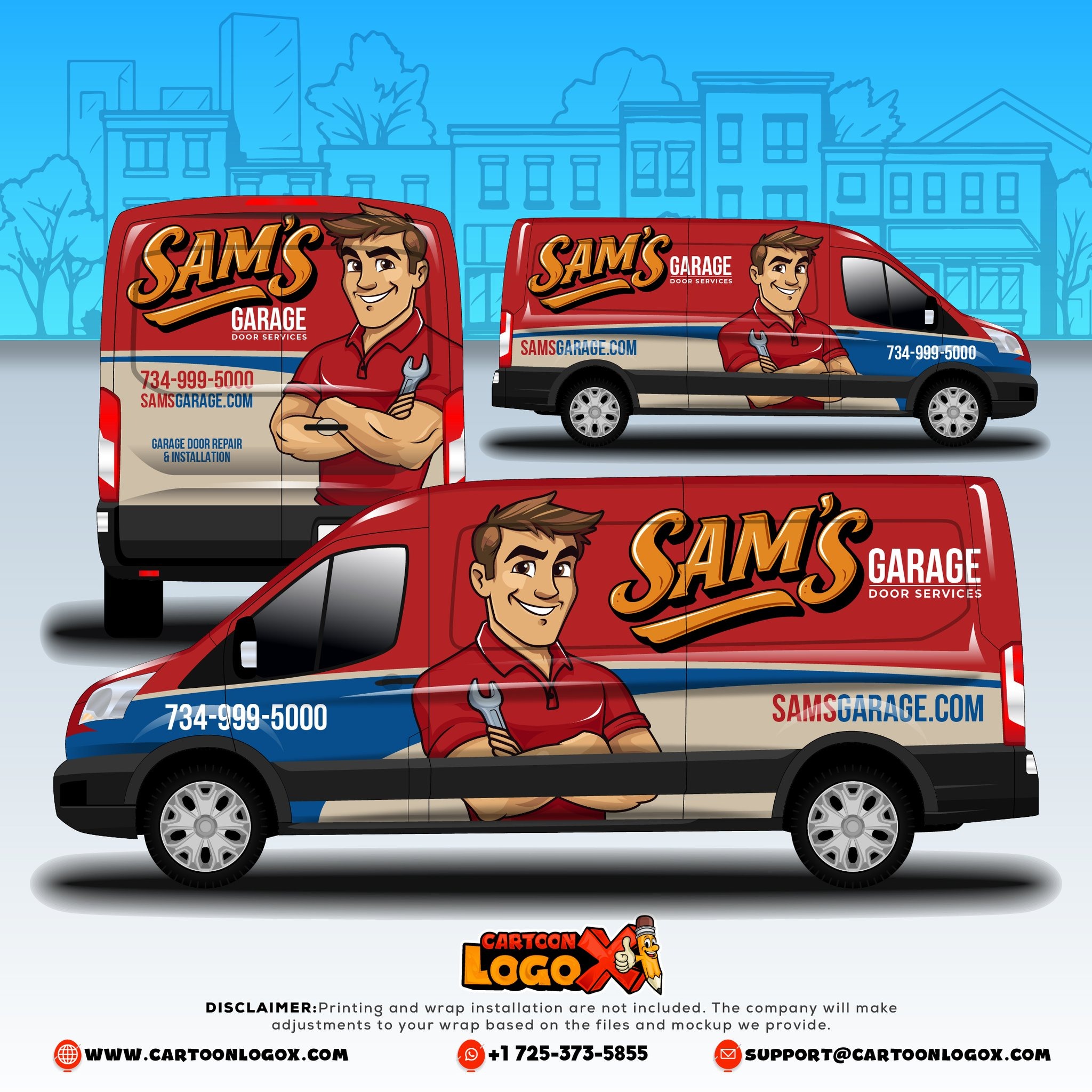 Handyman Logo Design and Branding Kit For Garage Door Repair Business Image 2