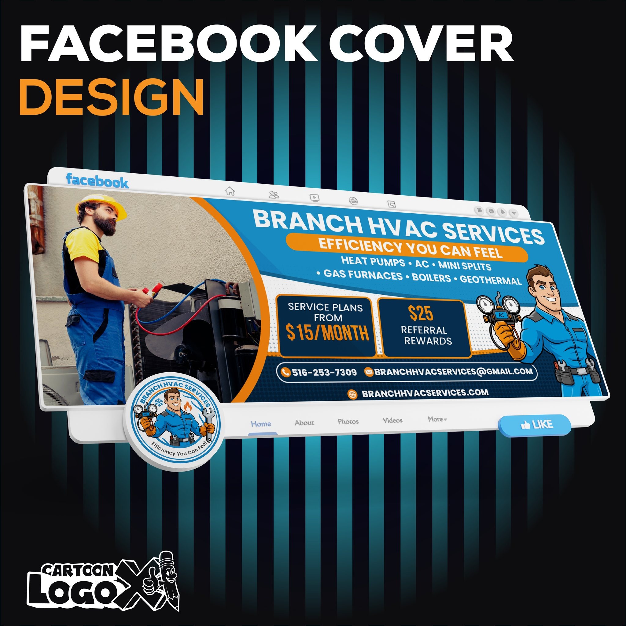 HVAC Service Business Mascot Logo Design and Branding Kit Image 0