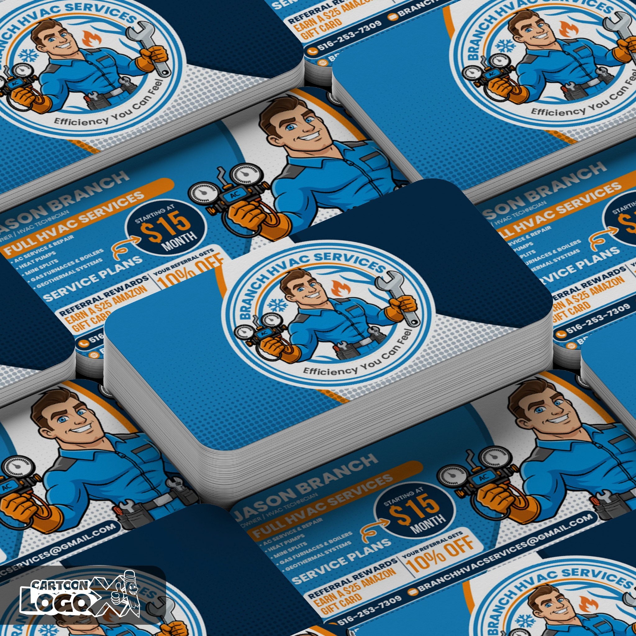 HVAC Service Business Mascot Logo Design and Branding Kit Image 2