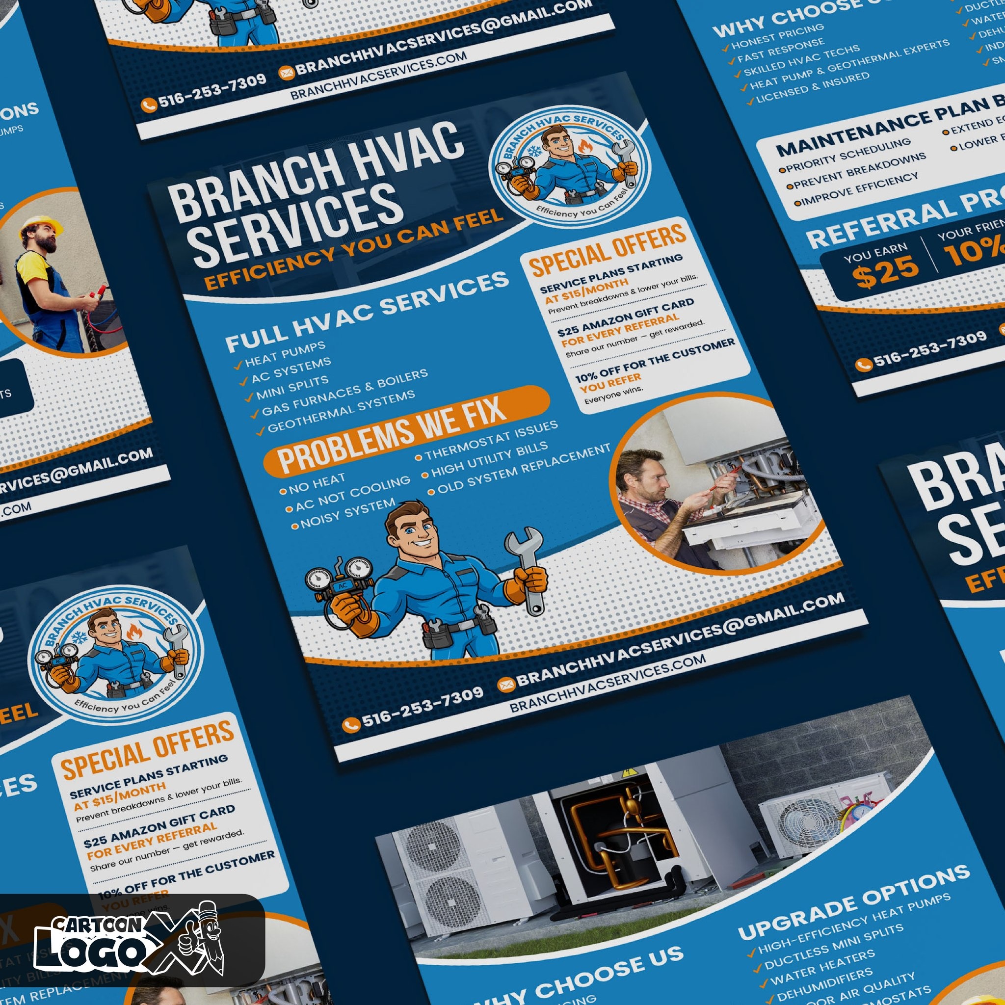 HVAC Service Business Mascot Logo Design and Branding Kit Image 5