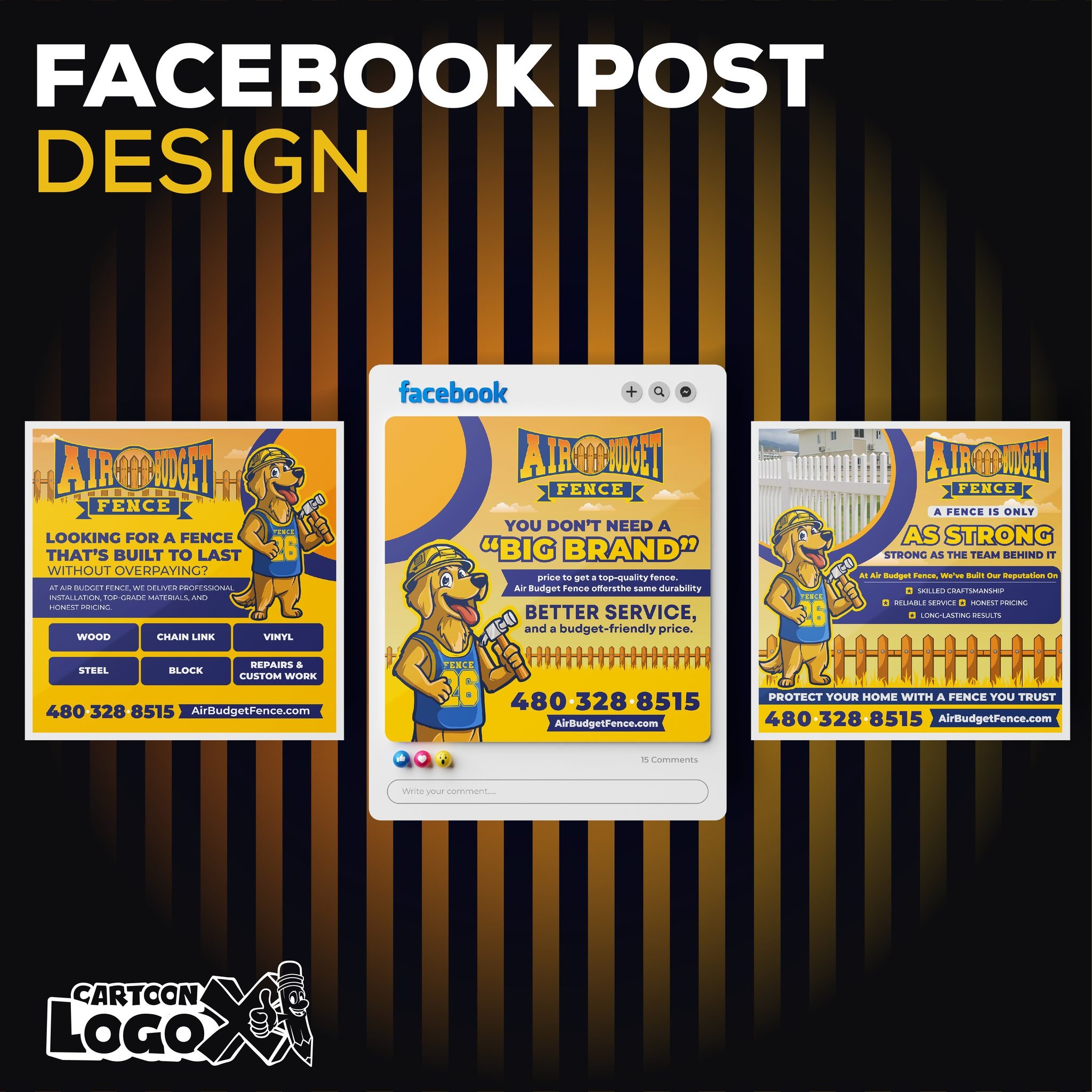 Mascot Logo Design and Branding Kit for Fence Installation Company Image 1