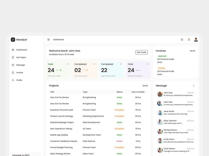 Steadyai – Online Marketplace Dashboard